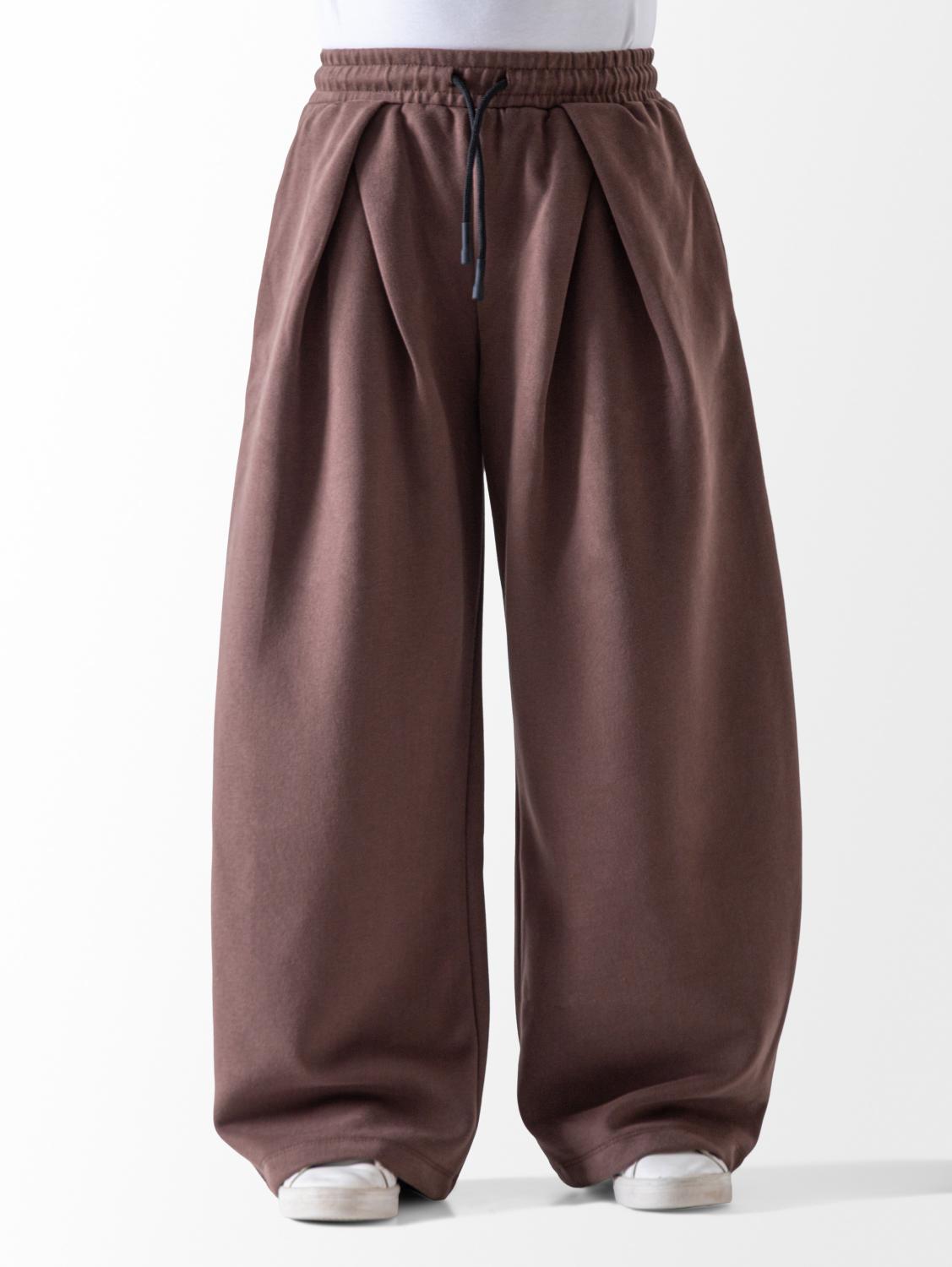 Girls' Brown Wide Leg Sweatpants