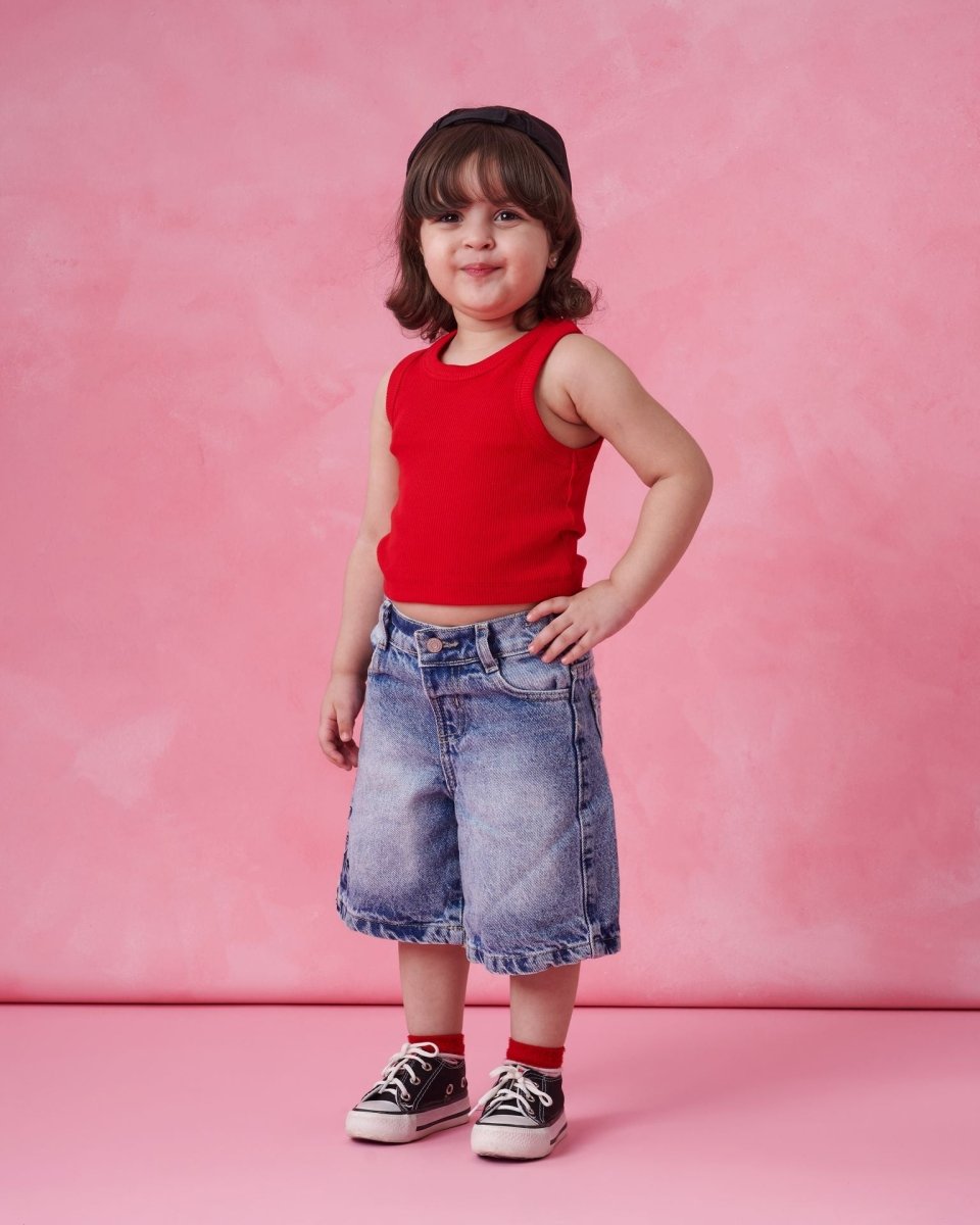 Ninos Kids storeGirls' Red Ribbed Tank T-ShirtT-ShirtsNINOS