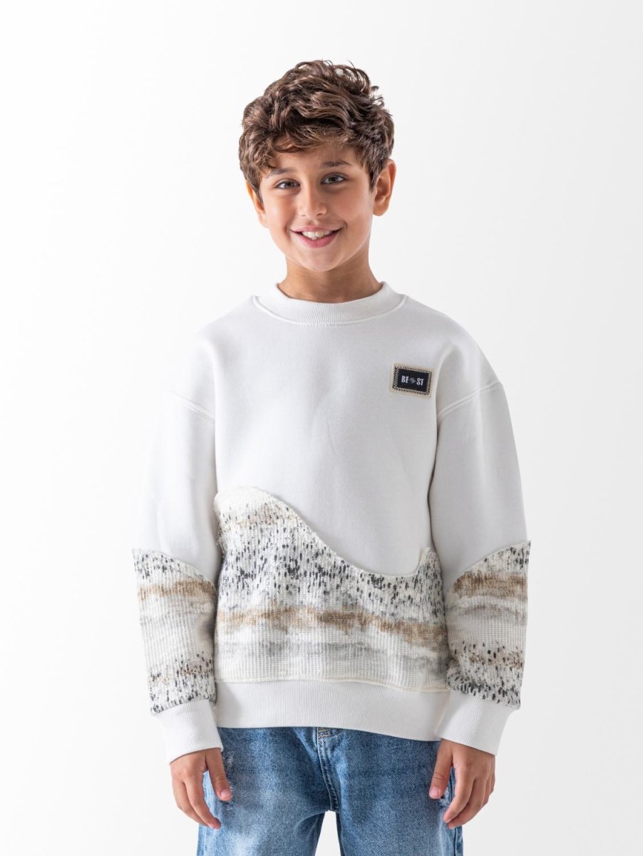 Ninos Kids storeBoys' White Wave Jacquard SweatshirtSweatshirtsNINOS