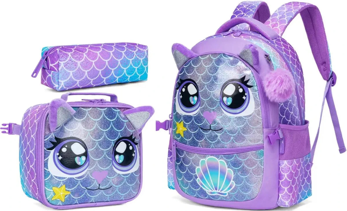 Ninos Kids storeCat 3PCS BackpackBag set طقم شنط مدرسةJasmin