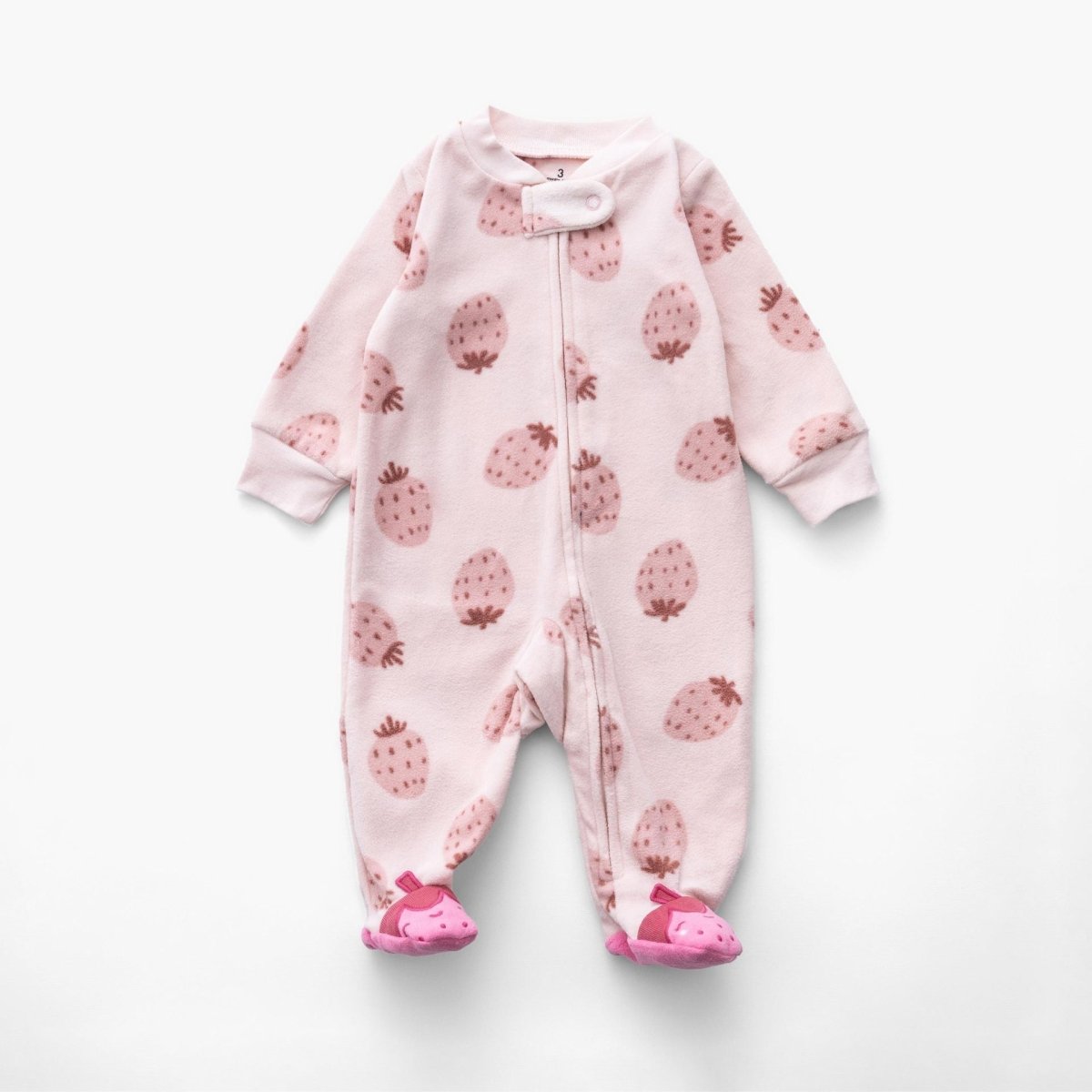 Ninos Kids storeGirls' Rose Strawberry Fleece Sleepsuit RomperRompers & SleepsuitsGeneric