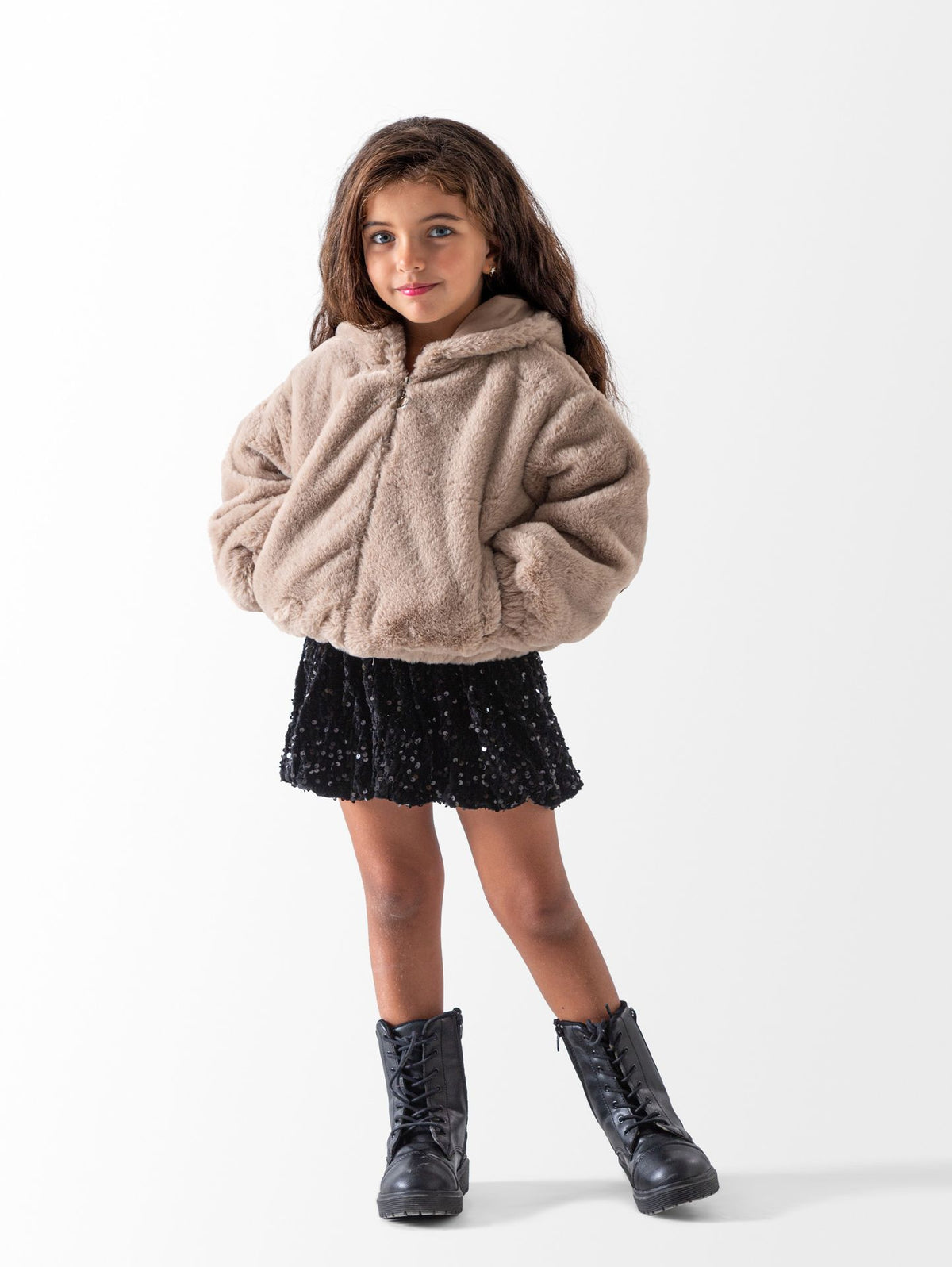 Ninos Kids storeGirls' Coffe Faux Fur JacketJacketsNINOS