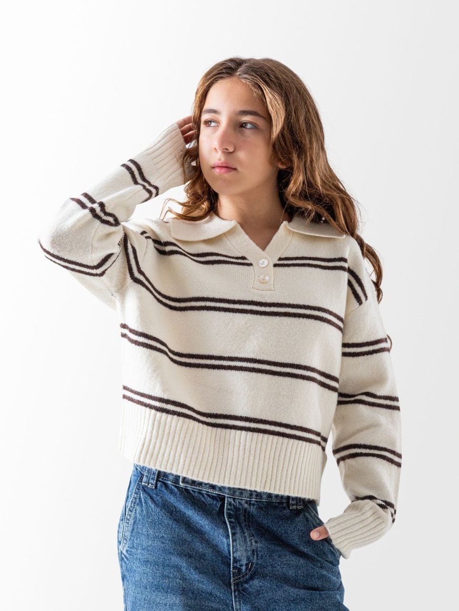 Ninos Kids storeGirls' Off-White Striped PulloverPulloversNINOS