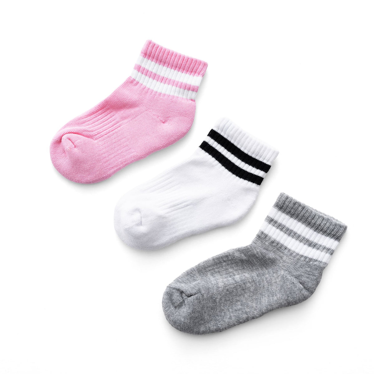 Ninos Kids storeGirls' WH-PI-GR Half Terry Long With 2 Lines 3-Piece SocksSocksNINOS