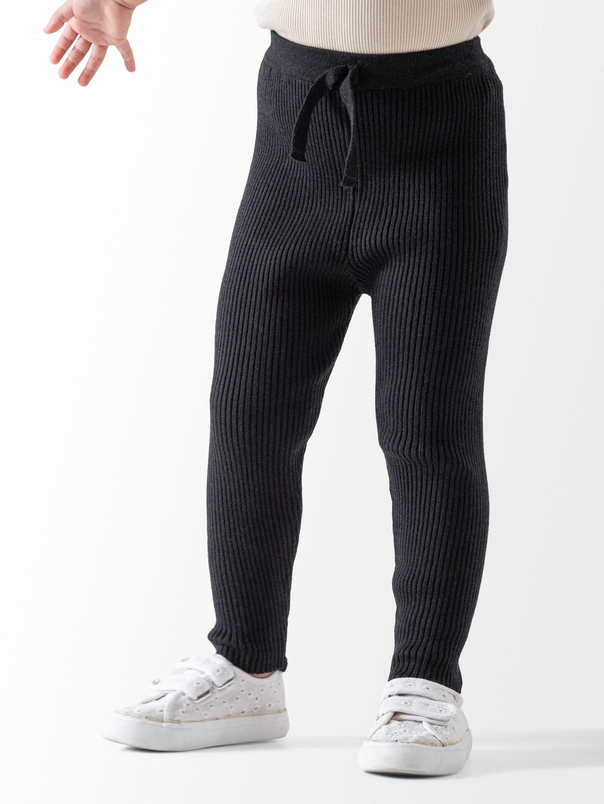 Ninos Kids storeBaby Girls' Black Ribbed Knit LeggingsLeggingsNINOS