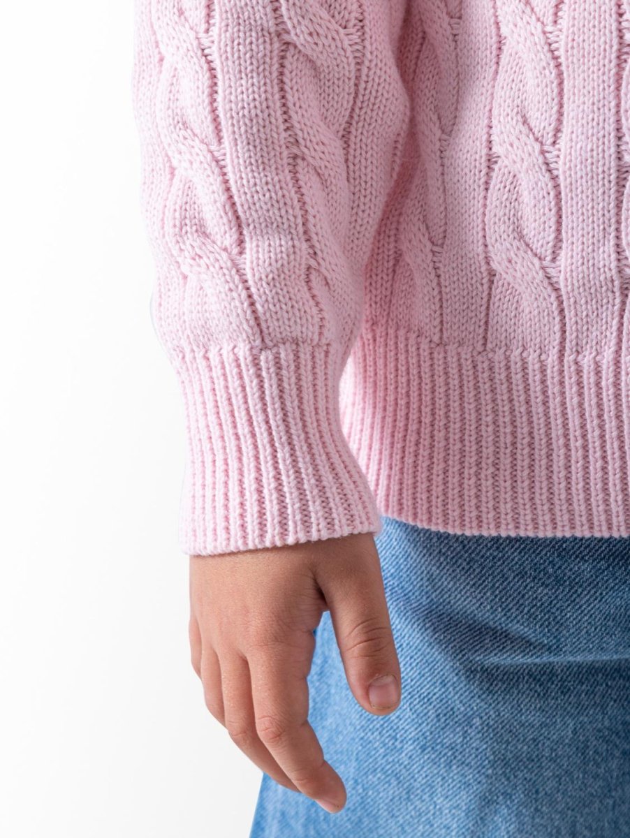 Ninos Kids storeGirls' Pink Cable Knit PulloverPulloversNINOS