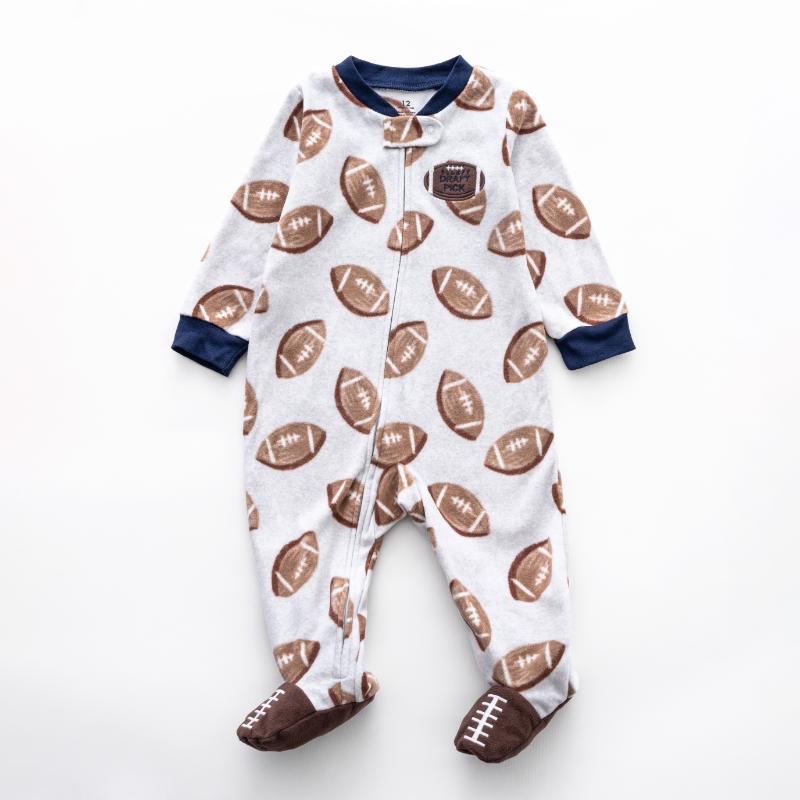 Ninos Kids storeBoys' Light Grey Football Fleece Sleepsuit RomperRompers & SleepsuitsGeneric