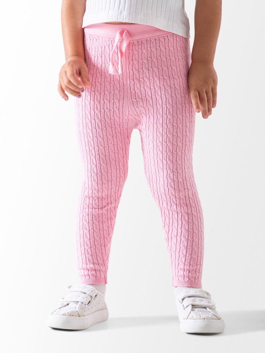 Ninos Kids storeGirls' Pink Braided Knit LeggingsLeggingsNINOS