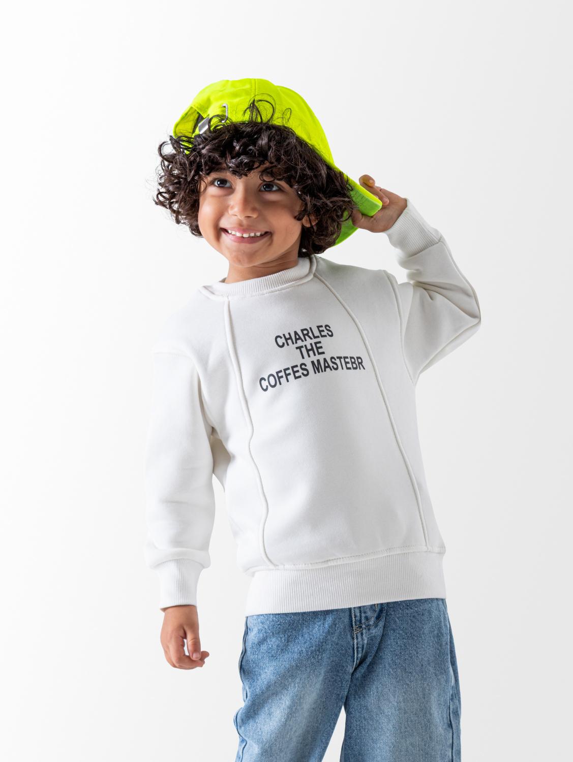 Boys' White Charles Sweatshirt