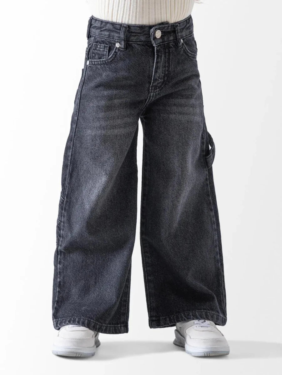 Ninos Kids storeGirls' Black Denim Wide Leg JeansJeans pantsNINOS