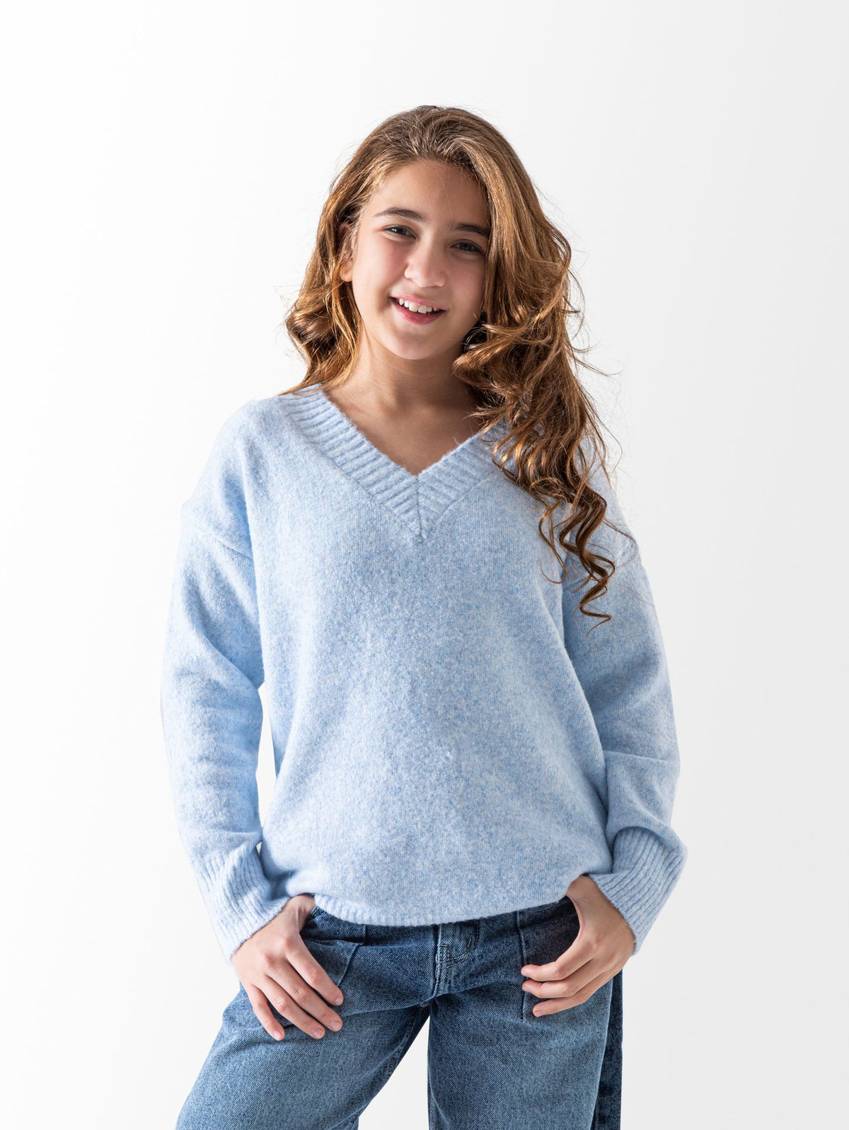 Ninos Kids storeGirls' Blue V Neck PulloverPulloversNINOS