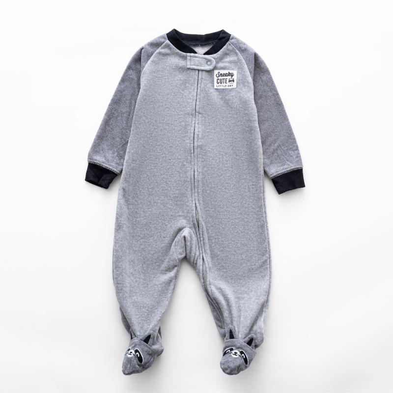 Ninos Kids storeBoys' Light Grey Cute Fleece Sleepsuit RomperRompers & SleepsuitsGeneric