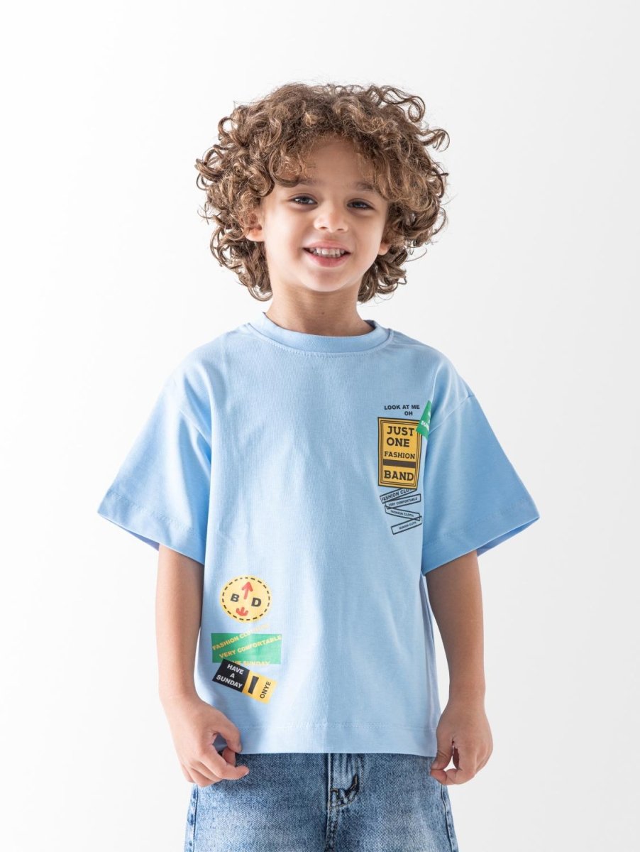 Ninos Kids storeBoys' Baby Blue Fashion Band T-ShirtT-ShirtsNINOS
