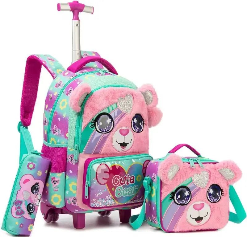 Ninos Kids storeCute Bear 3PCS Trolley BackpackBag set طقم شنط مدرسةJasmin
