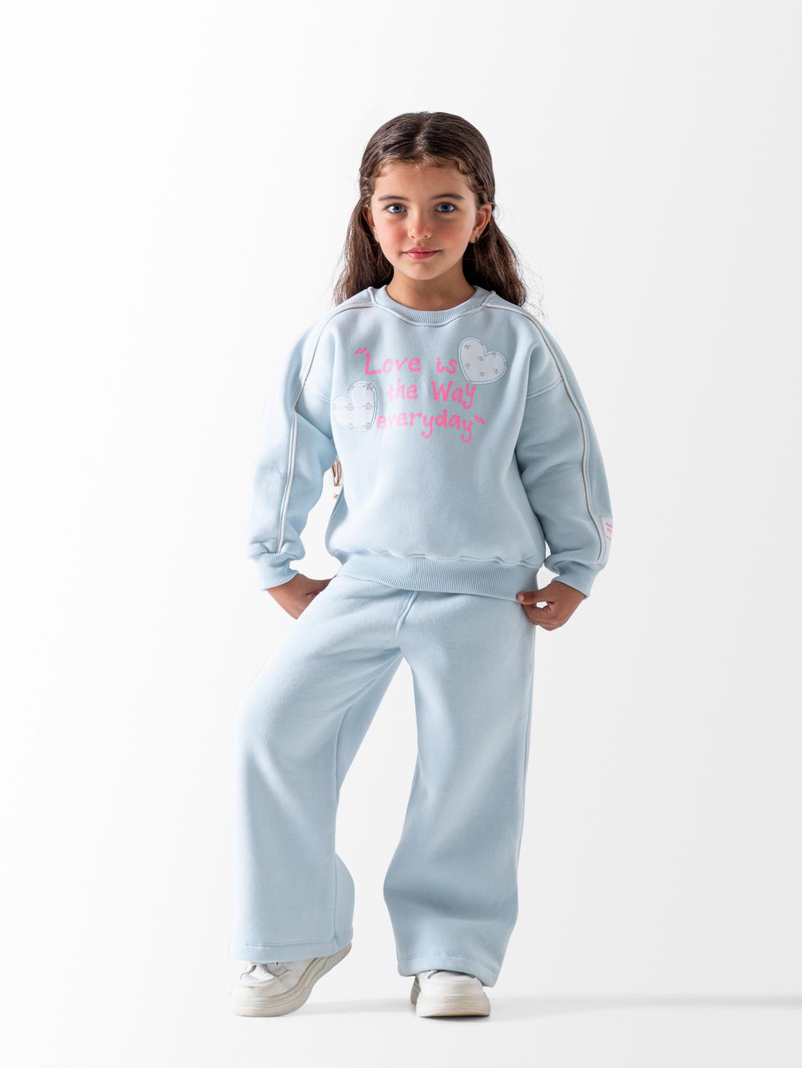 Girls' Baby Blue Love Is The Way 2-Piece Pyjama Set