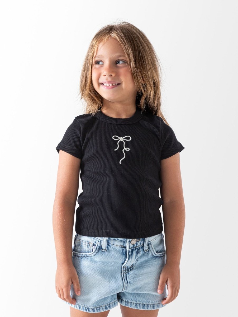Ninos Kids storeGirls' Black Bow T-ShirtT-ShirtsNINOS