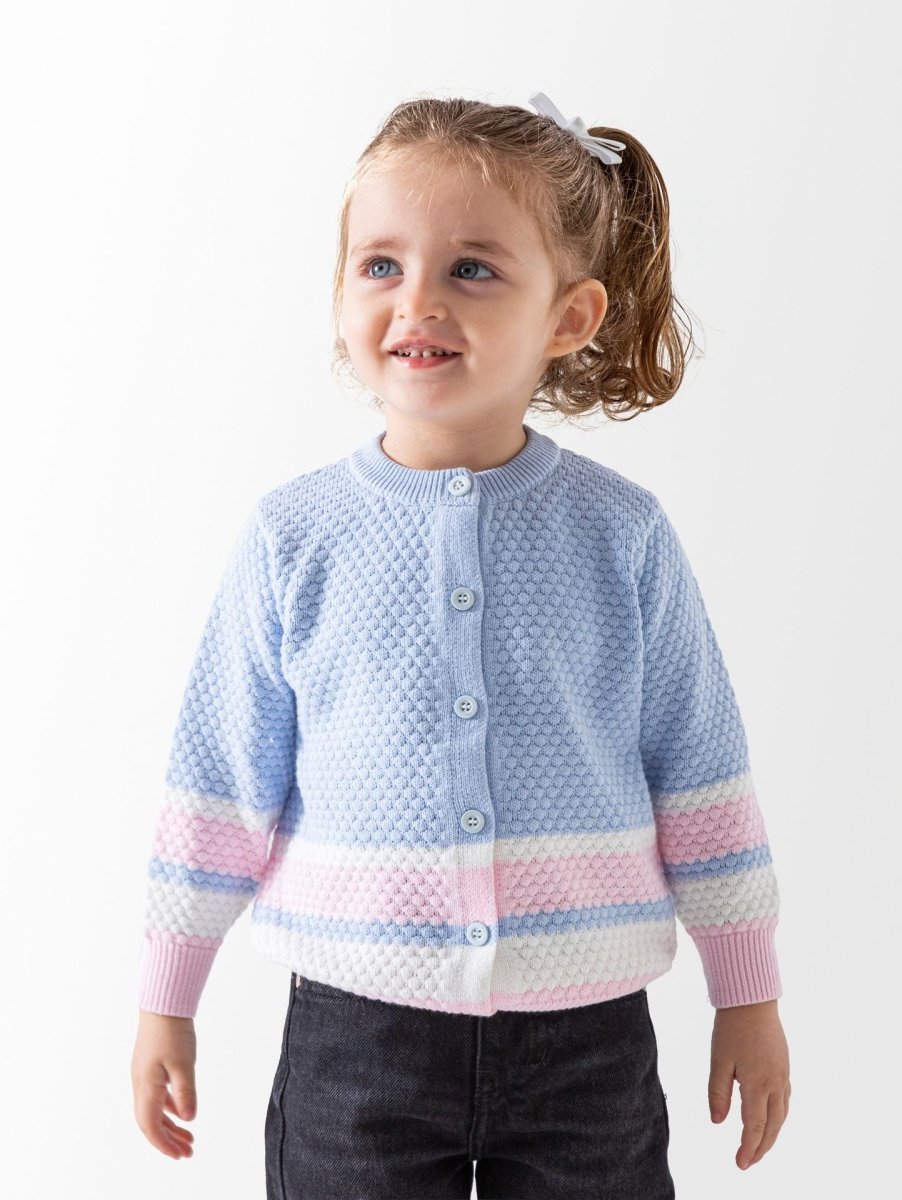 Ninos Kids storeBaby Girls' Blue Colorful Cardigan PulloverPulloversNINOS
