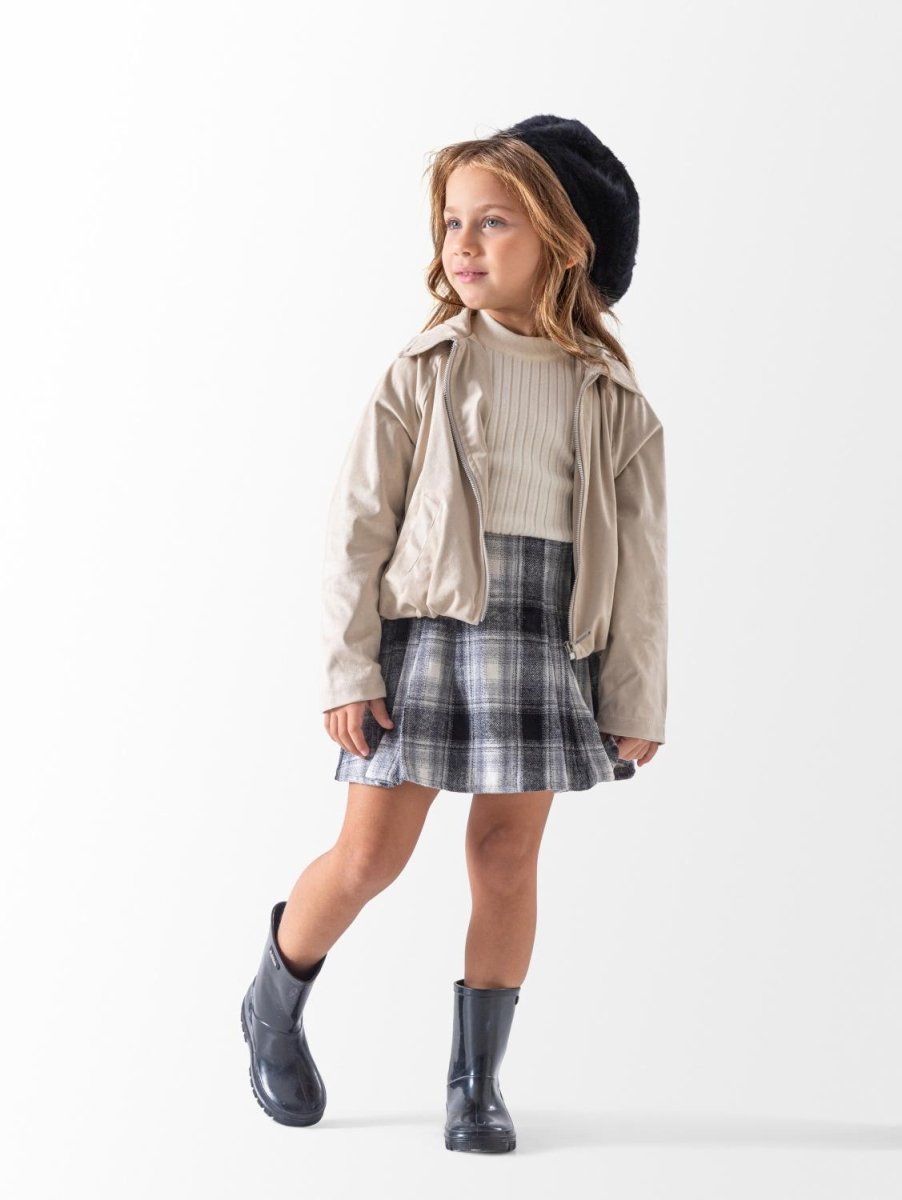 Ninos Kids storeGirls' Beige Suede Bomber JacketBomber JacketsNINOS