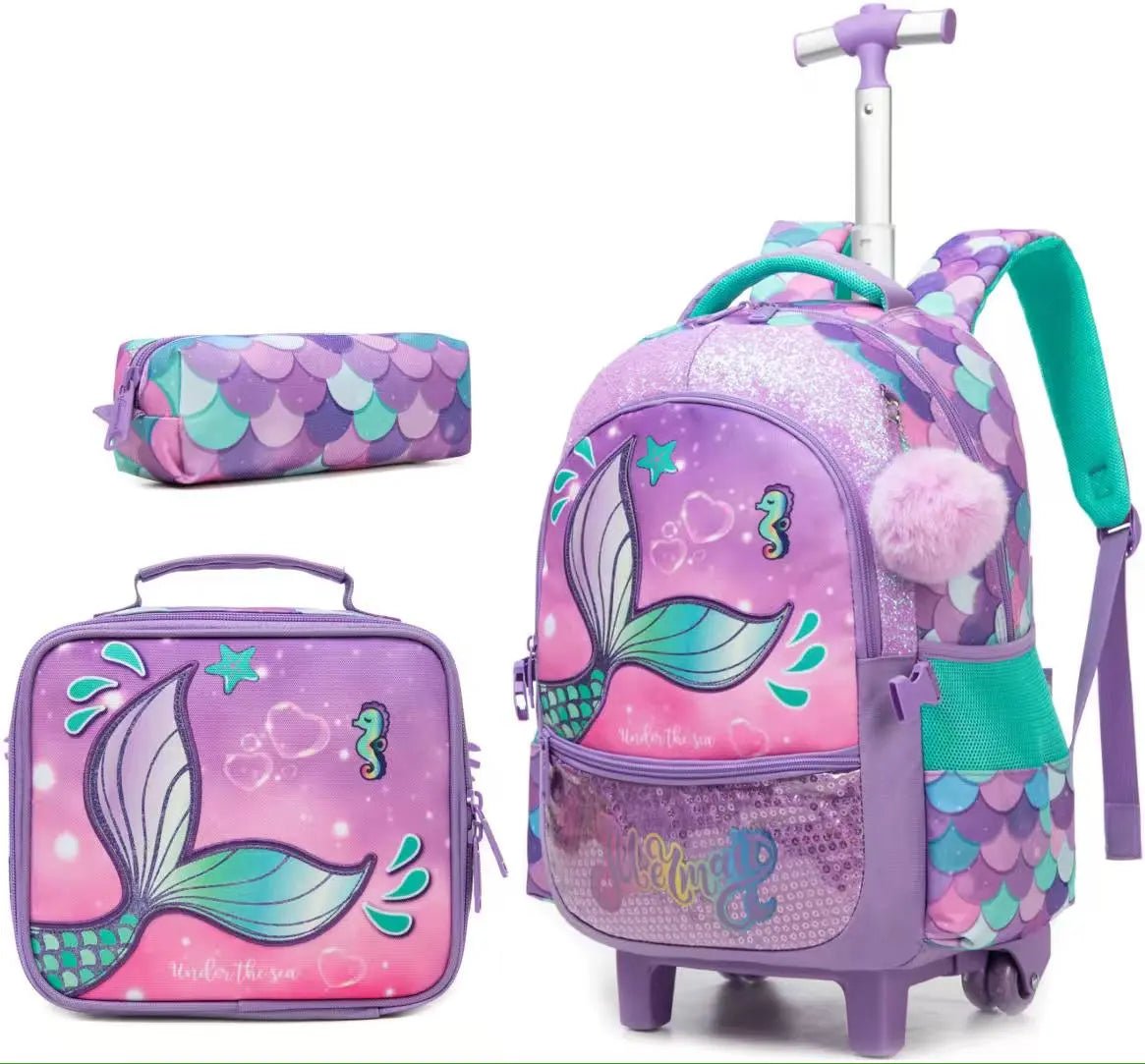 Ninos Kids storeMermaid 3PCS Trolley BackpackBag set طقم شنط مدرسةJasmin