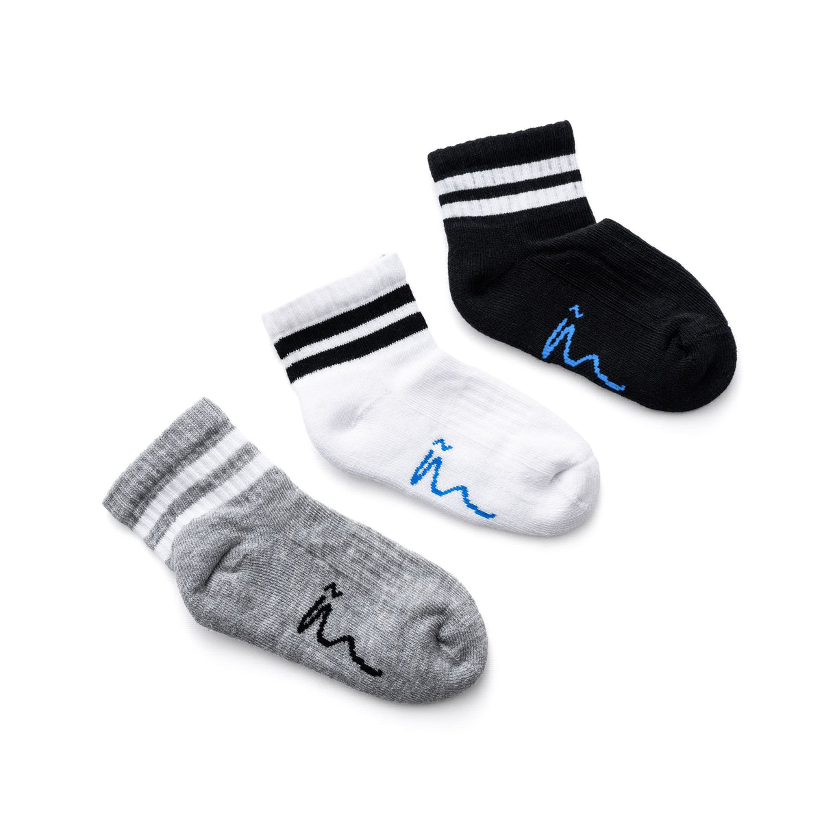 Ninos Kids storeBoys' WH-BL-GR Half Terry Long With 2 Lines 3-Piece SocksSocksNINOS