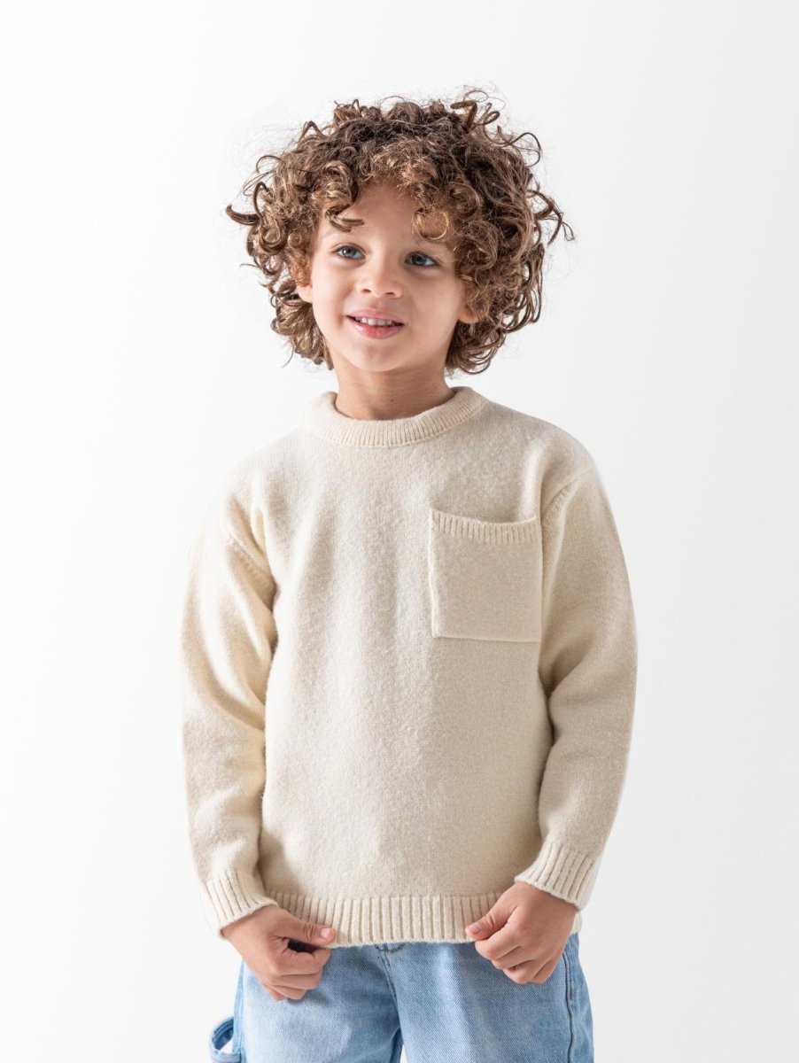 Ninos Kids storeBoys' Off-White Knitted Pocket PulloverPulloversNINOS