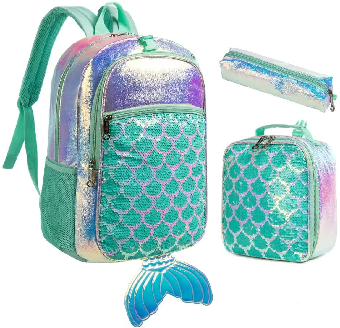 Ninos Kids storeMermaid 3PCS BackpackBag set طقم شنط مدرسةJasmin