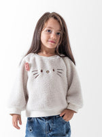 Ninos Kids storeBaby Girls' Off-White Kitty Fur SweatshirtSweatshirtsNINOS