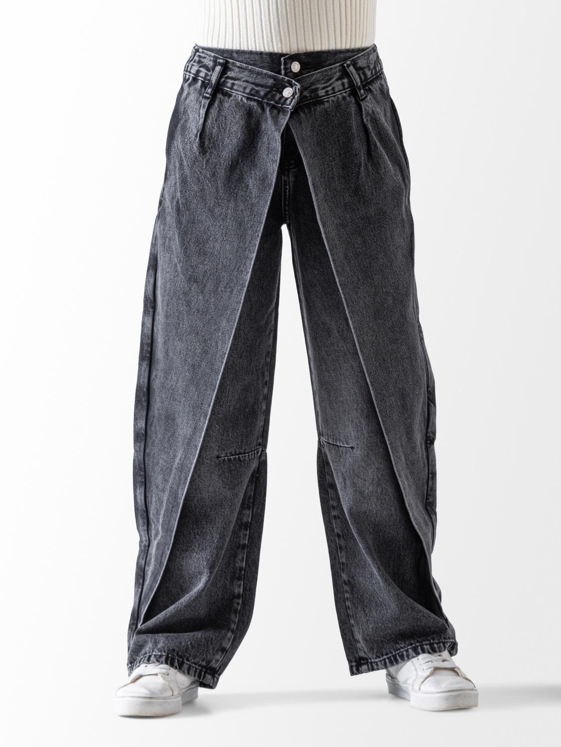 Girls' Black Wide Leg Jeans