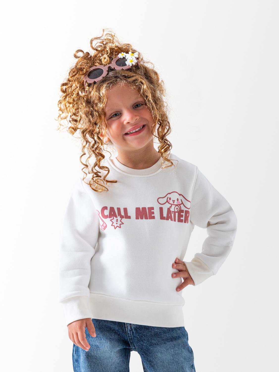 Ninos Kids storeGirls' Off-White Call Me SweatshirtSweatshirtsNINOS