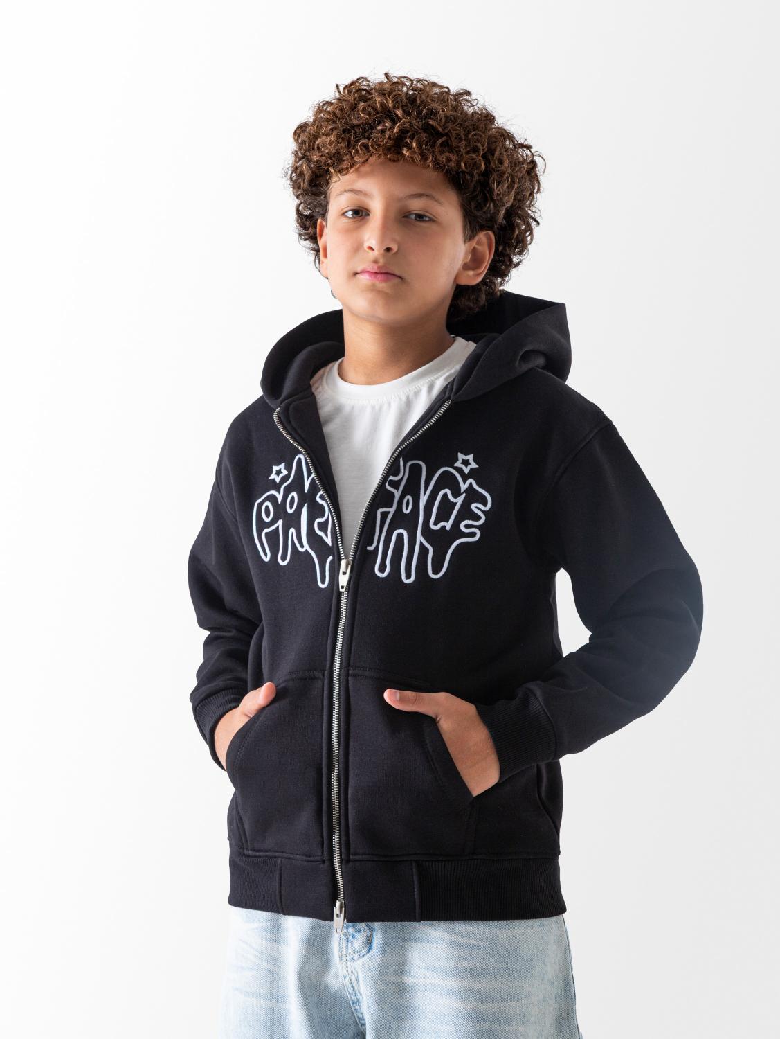 Boys' Black Zipper Hoodie