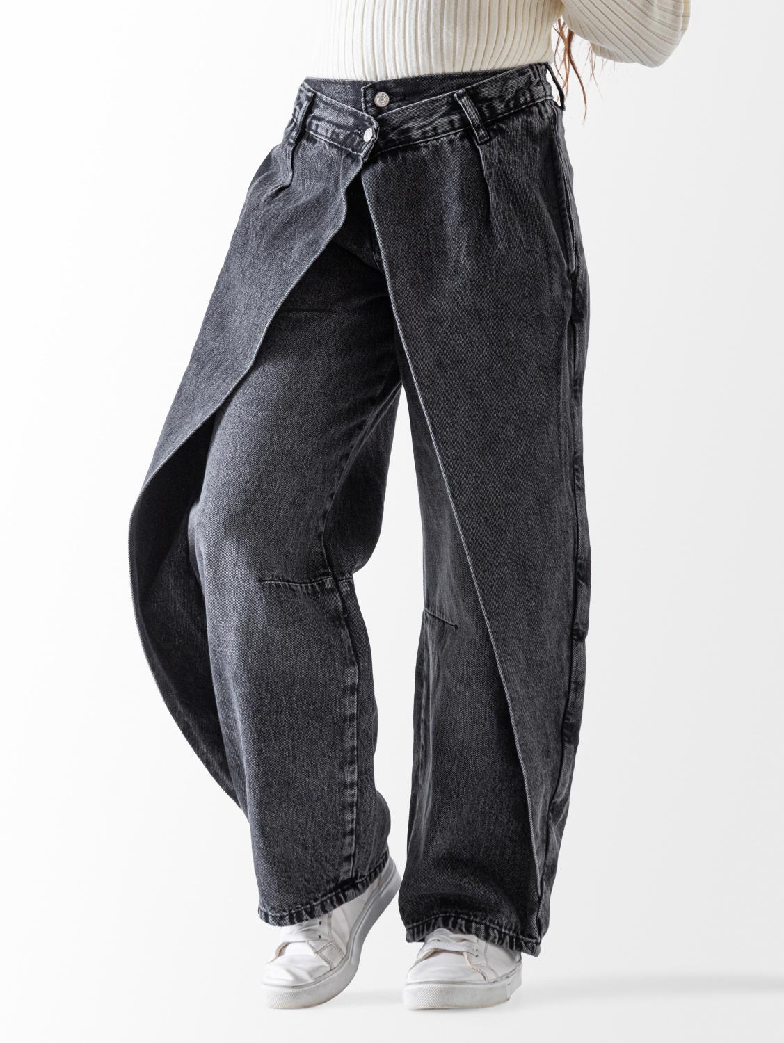 Girls' Black Wide Leg Jeans