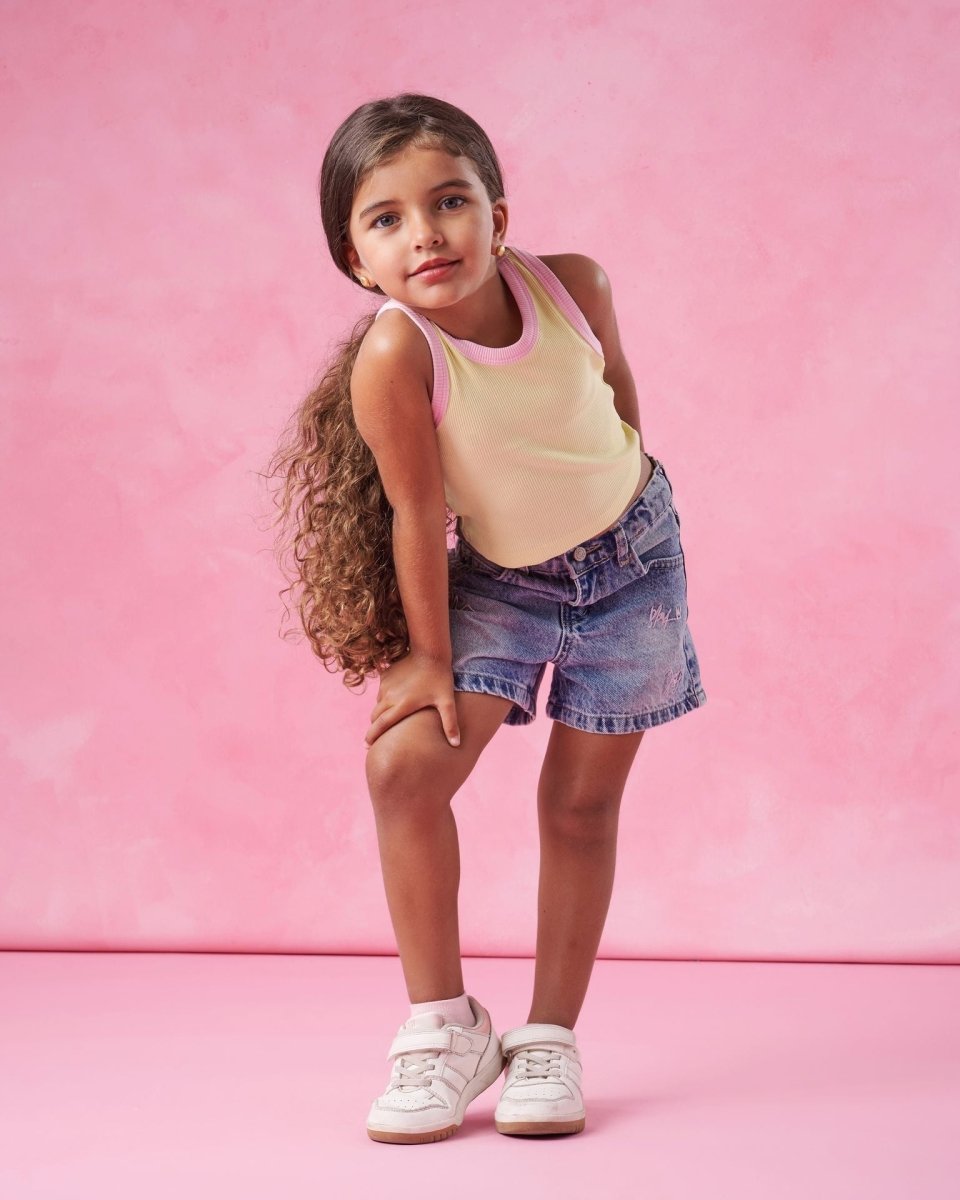 Ninos Kids storeGirls' Yellow Ribbed Tank T-ShirtT-ShirtsNINOS