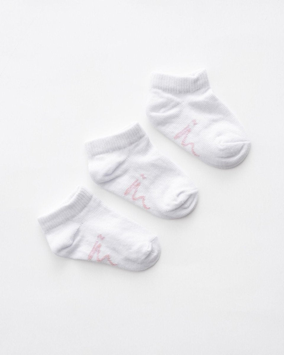 Girls' White Socket 3-Piece Socks