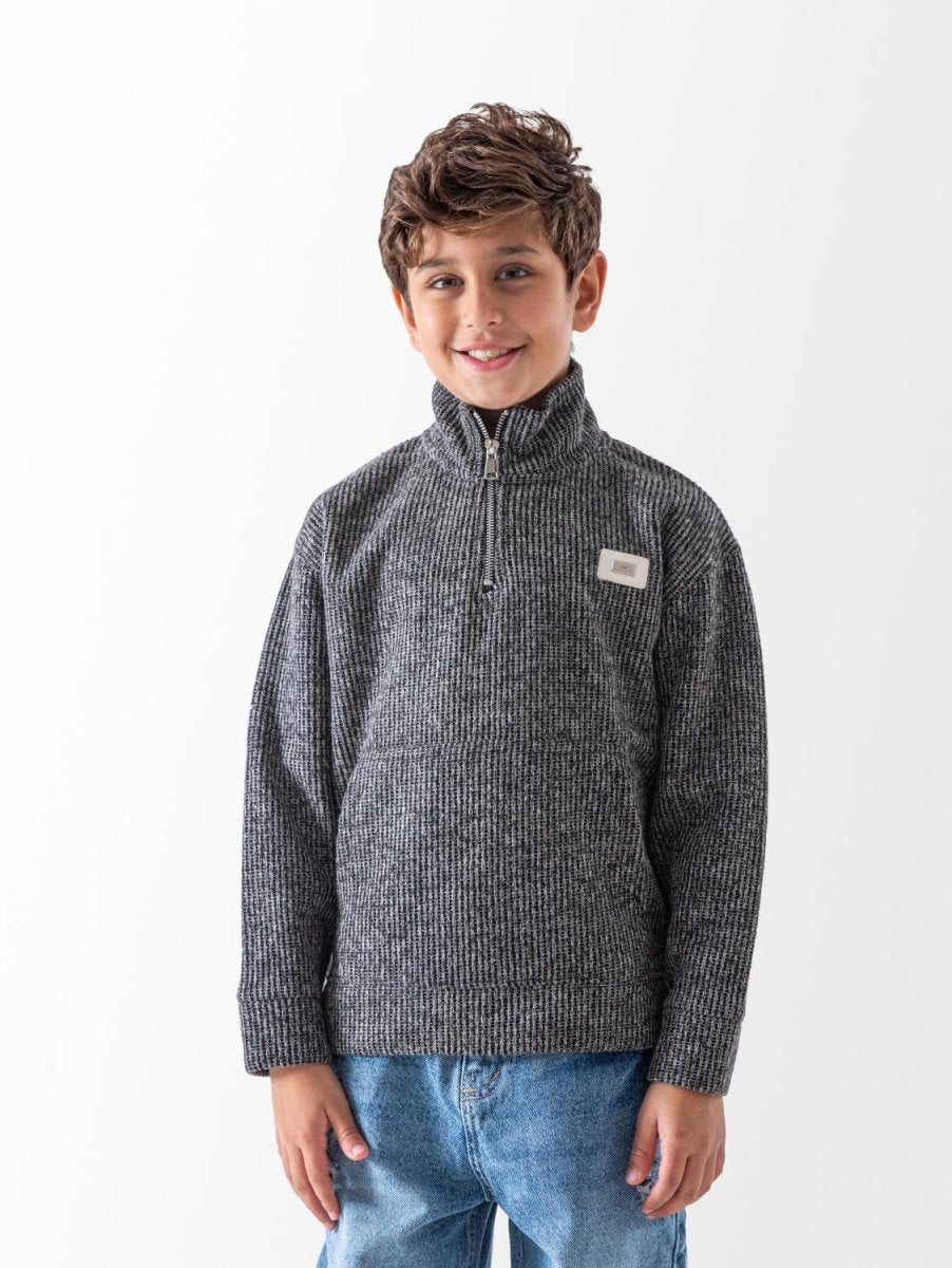 Ninos Kids storeBoys' Black Knit Half-Zip SweatshirtSweatshirtsNINOS
