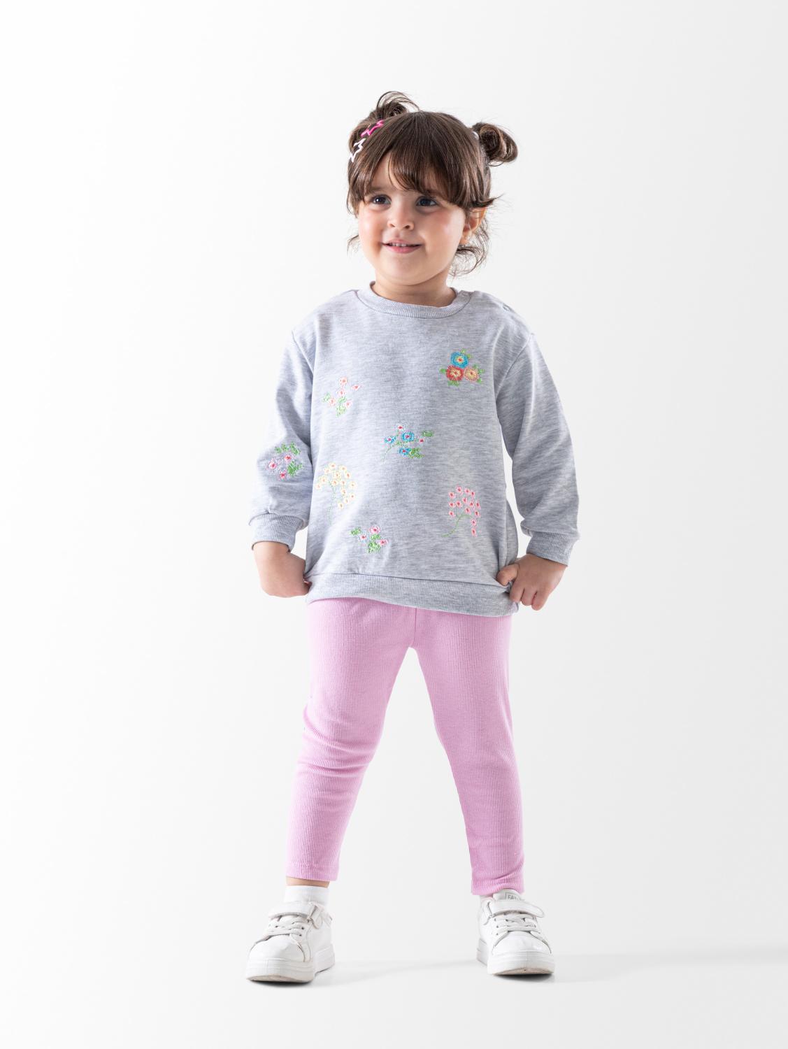 Baby Girls' Grey Flowers Occasion Set