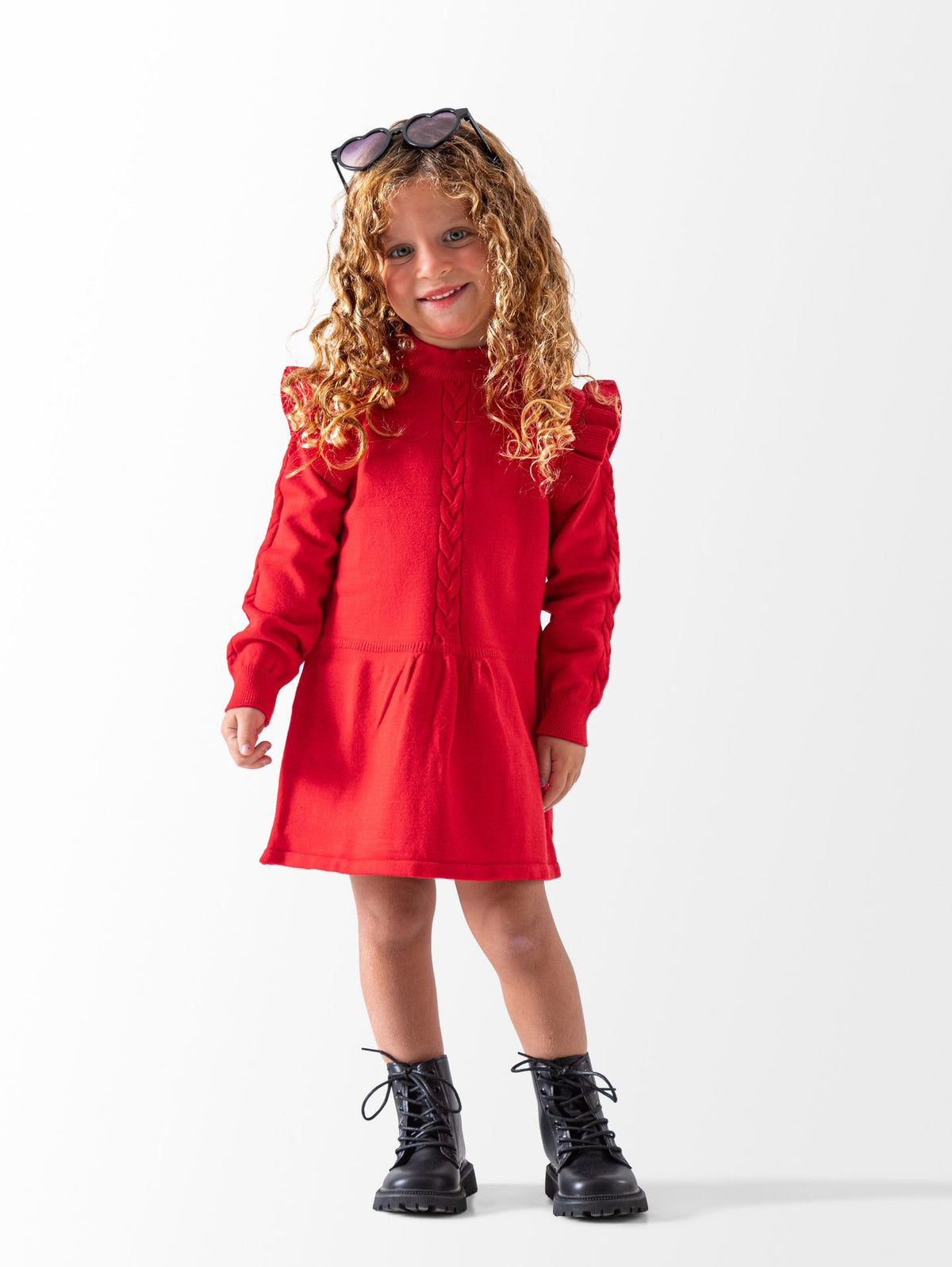 Ninos Kids storeBaby Girls' Red Ruffle Knit DressKnitwear DressNINOS