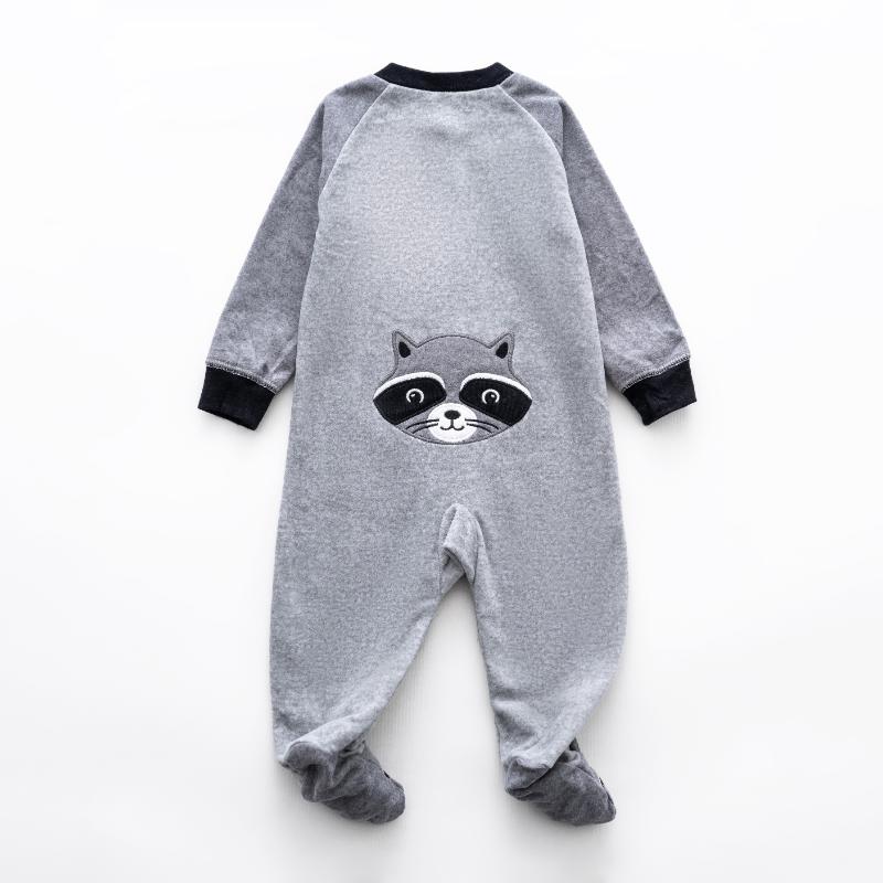 Ninos Kids storeBoys' Light Grey Cute Fleece Sleepsuit RomperRompers & SleepsuitsGeneric