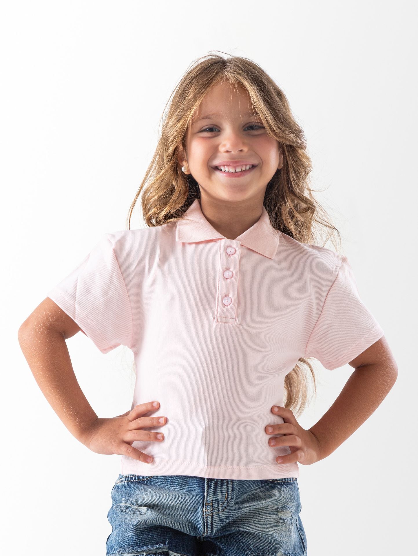 Girls' Kashmir Ribbed Polo Shirt