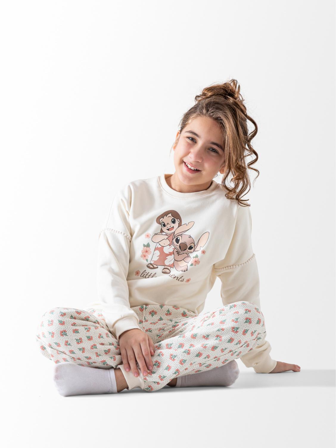 Ninos Kids storeGirls' Beige Stitch 2-Piece Pyjama SetWinter PyjamaMimo