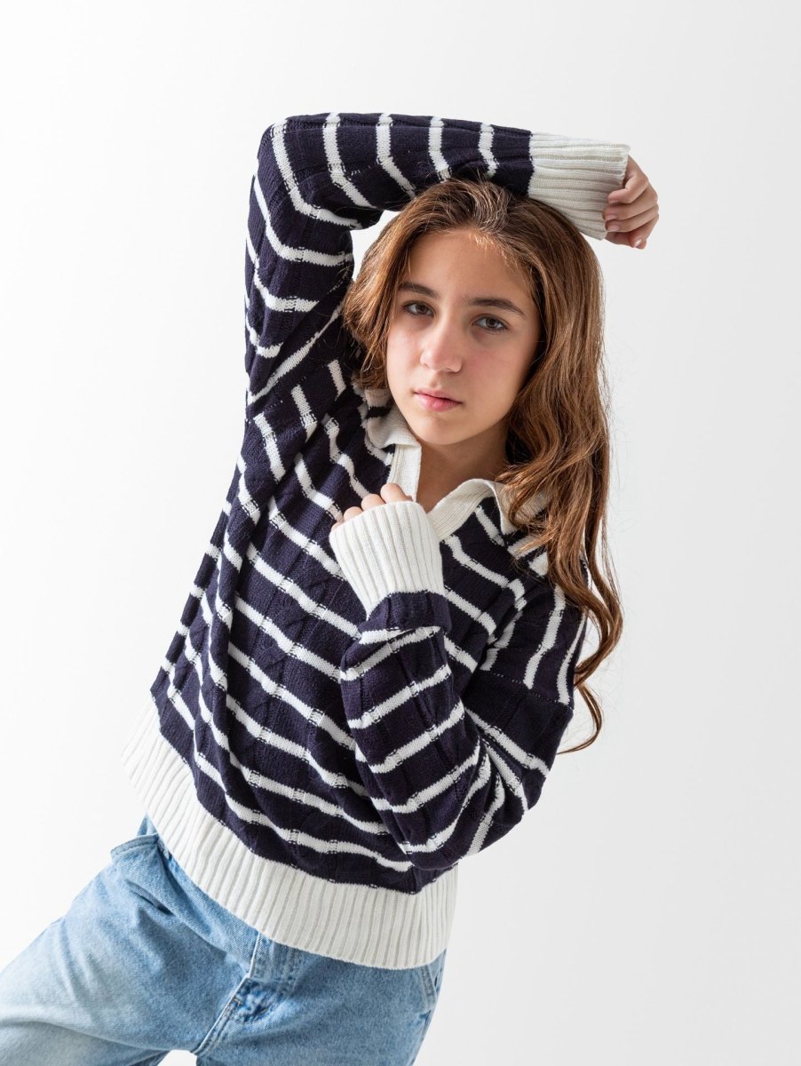 Ninos Kids storeGirls' Navy Striped PulloverPulloversNINOS