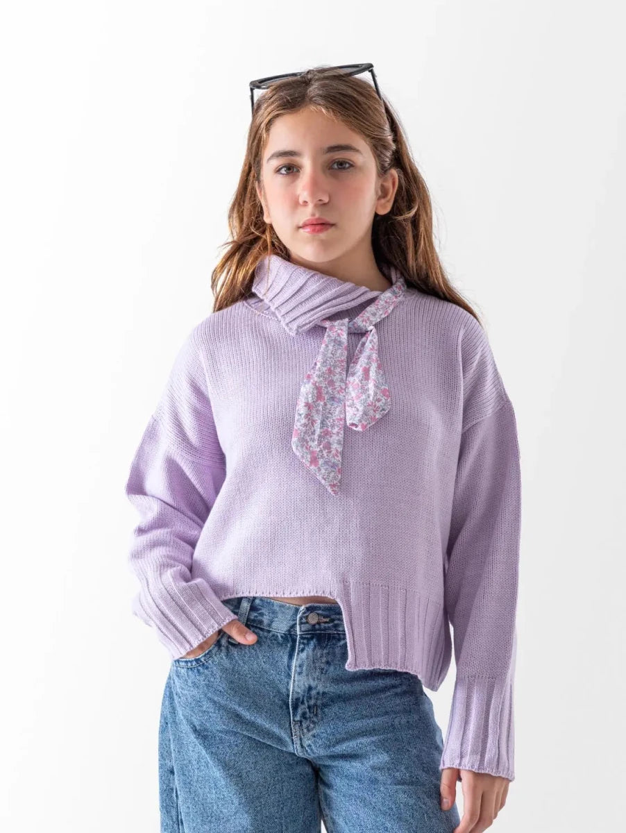 Ninos Kids storeGirls' Lavender Ribbed Knit PulloverPulloversMIX