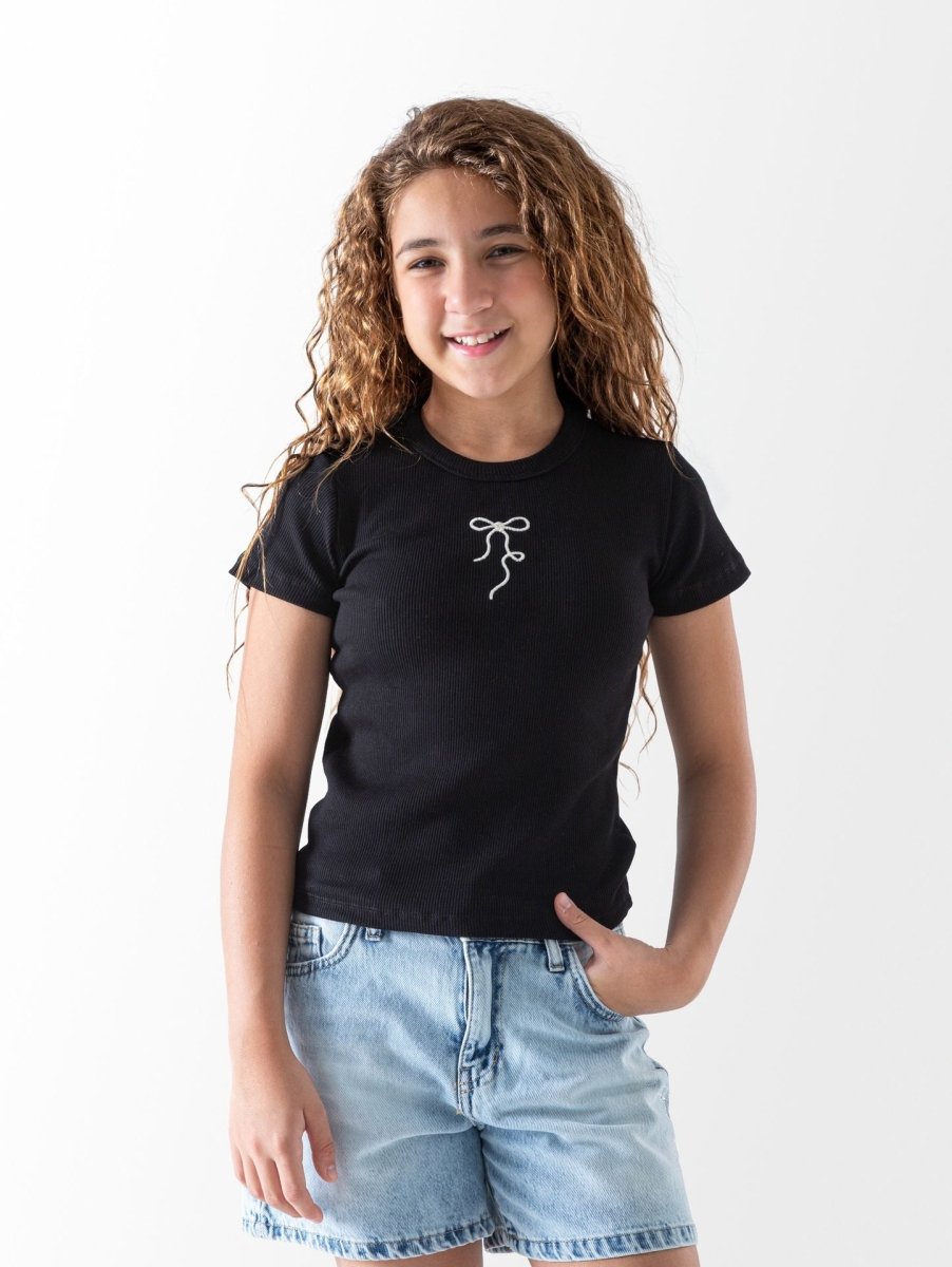 Ninos Kids storeGirls' Black Bow T-ShirtT-ShirtsNINOS