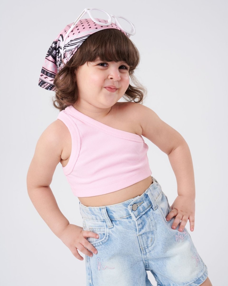 Ninos Kids storeGirls' Pink Asymmetrical Tank T-ShirtT-ShirtsNINOS