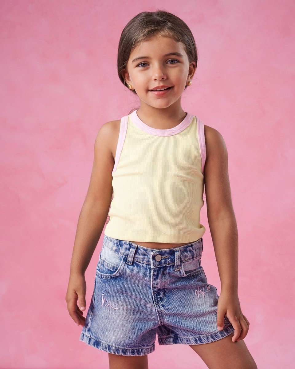 Ninos Kids storeGirls' Yellow Ribbed Tank T-ShirtT-ShirtsNINOS