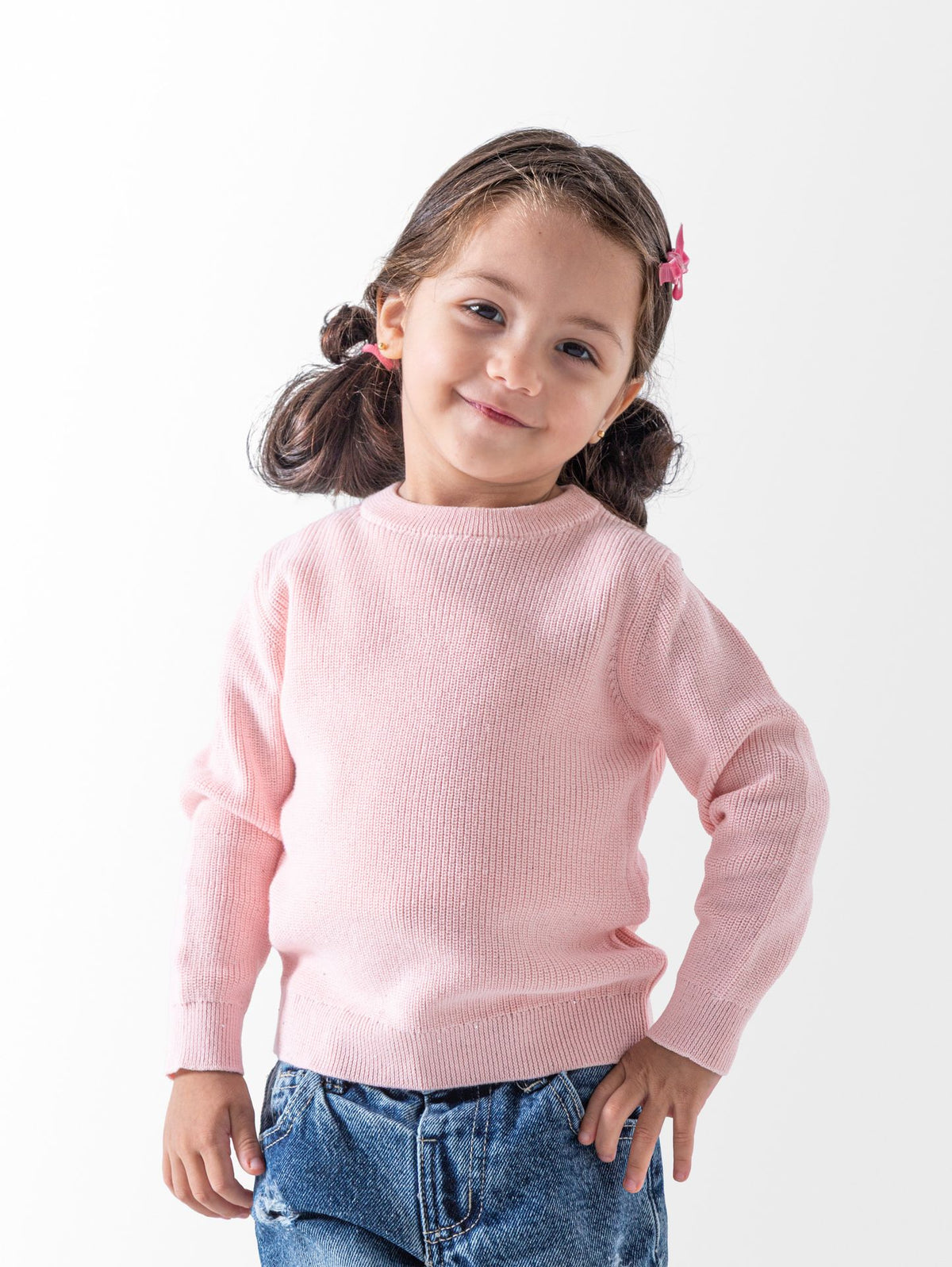 Ninos Kids storeBaby Girls' Pink Ribbed Knitted PulloverPulloversNINOS
