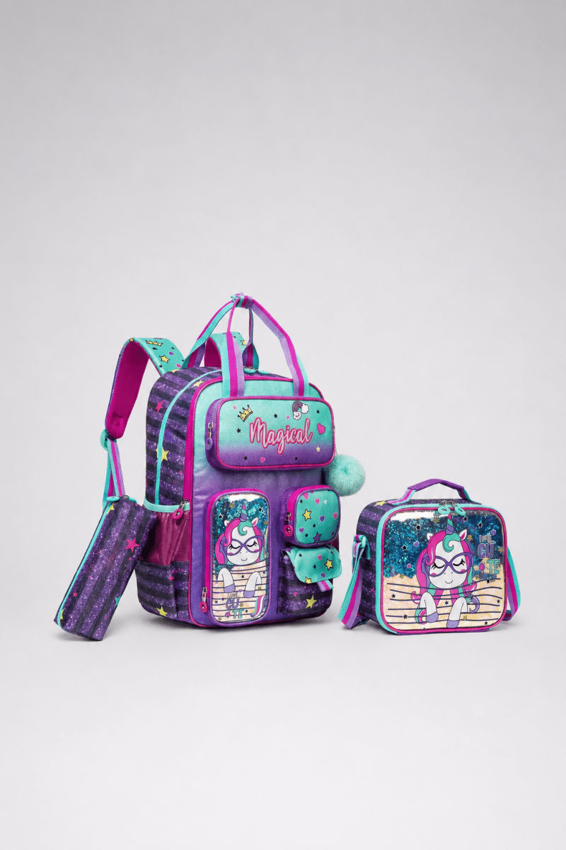 Ninos Kids storeMagical 3PCS BackpackBag set طقم شنط مدرسةJasmin