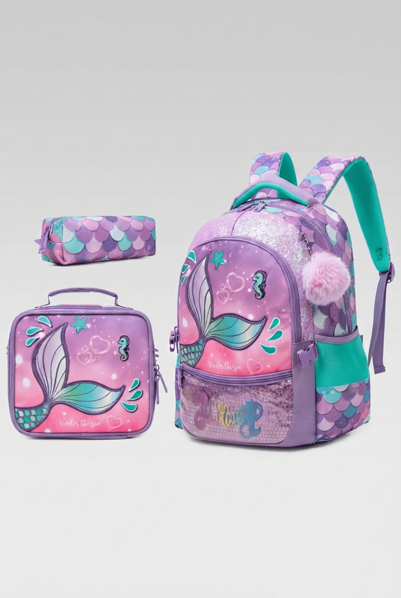 Ninos Kids storeMeramid 3PCS BackpackBag set طقم شنط مدرسةJasmin