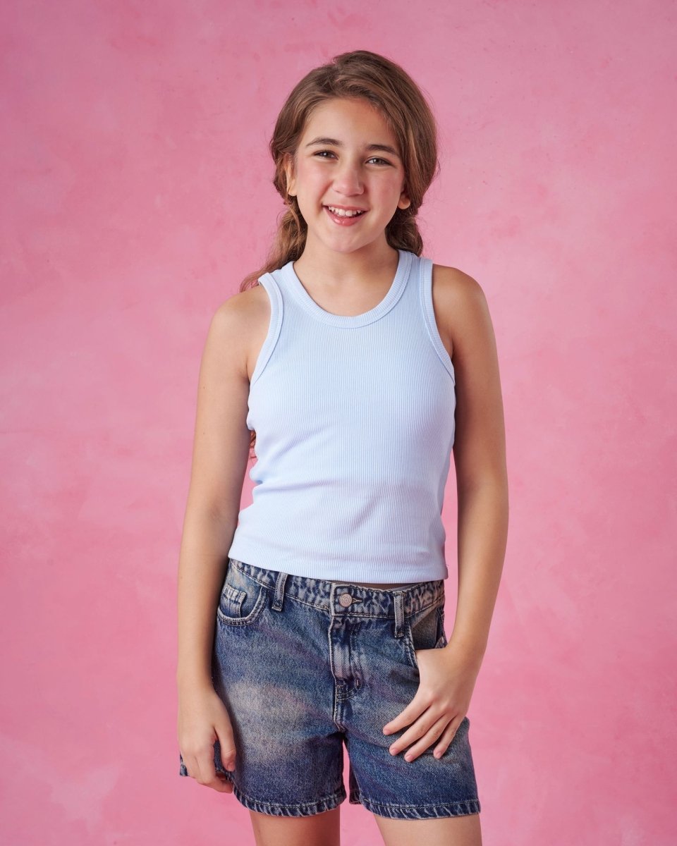 Ninos Kids storeGirls' Baby Blue Ribbed Tank T-ShirtT-ShirtsNINOS