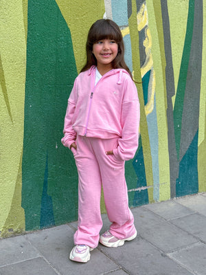 Crop top,wide leg Zipper set