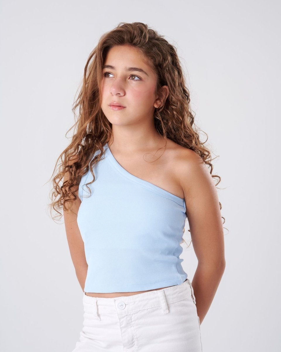 Ninos Kids storeGirls' Baby Blue Asymmetrical Tank T-ShirtT-ShirtsNINOS